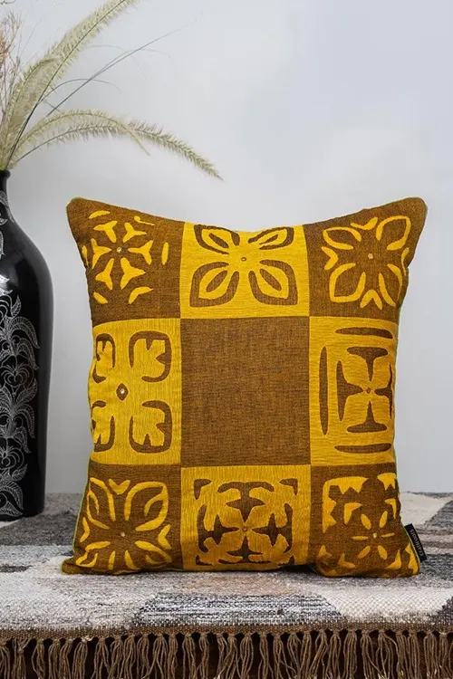 Craftroots Pink & Mustard Applique Patchwork Cushion Cover Set Of 2 - Image 3
