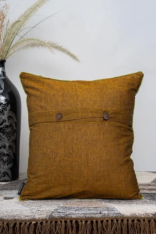 Craftroots Pink & Mustard Applique Patchwork Cushion Cover Set Of 2 - Image 7