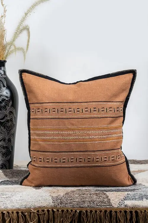 Craftroots Rust Handcrafted & Handwoven Artisan Cushion Cover Set Of 2 - Image 2