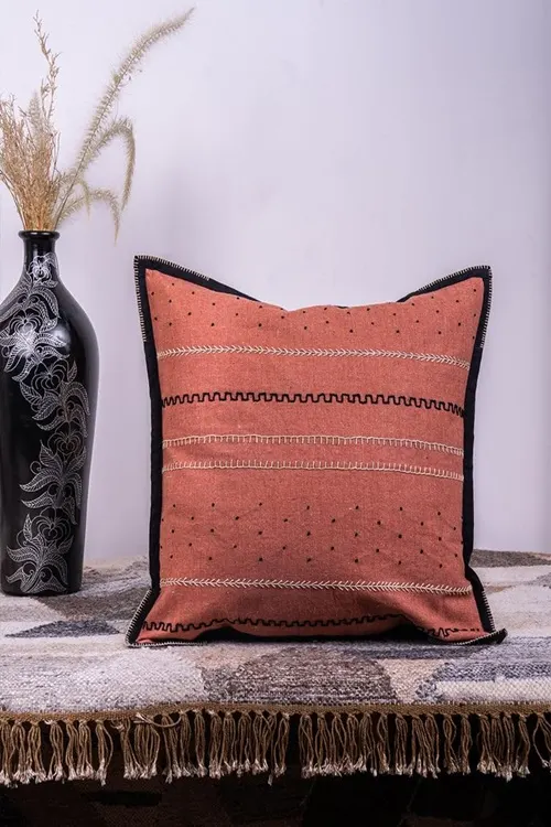 Craftroots Rust Tribal Handworked Cotton Cushion Cover Set Of 2 - Image 2