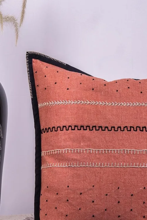 Craftroots Rust Tribal Handworked Cotton Cushion Cover Set Of 2 - Image 5
