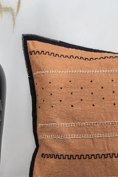 Craftroots Rust Tribal Handworked Cotton Cushion Cover Set Of 2 - Image 6