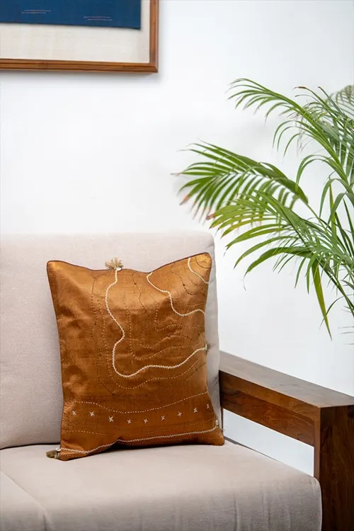 Craftroots Waves Cushion Cover With Handwork - Image 2