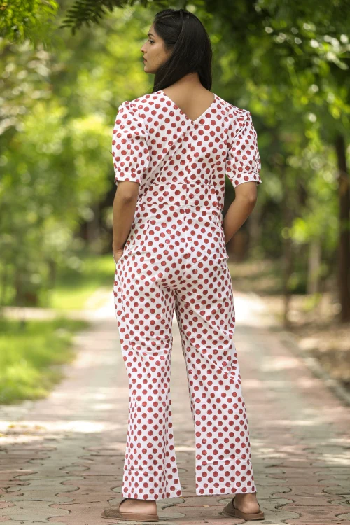 Sooti Syahi Cranberries Hand Block Printed Jumpsuit - Image 5