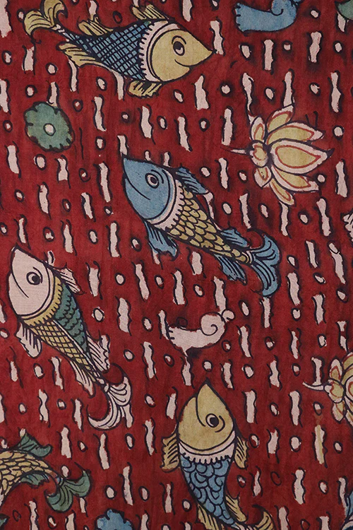 Creative Bee 'baga' Natural Dye Hand-Painted Kalamkari Silk Stole - Image 4