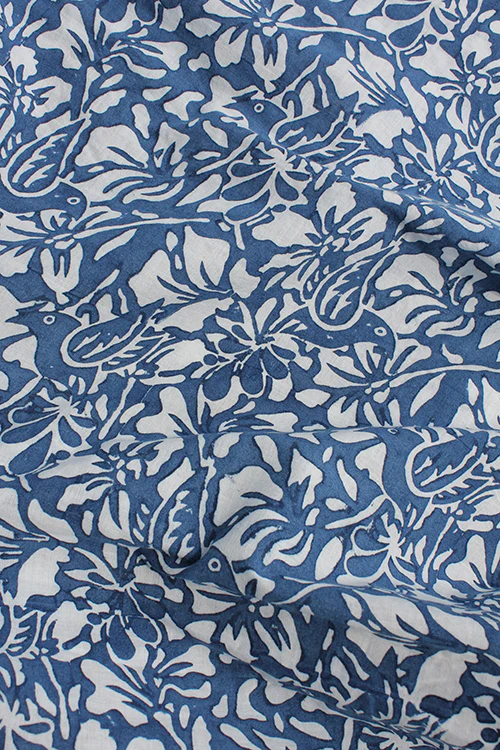 Creative Bee 'BIRD' Natural Dyed Block Printed Cotton Fabric X 0.50 Meter - Image 2