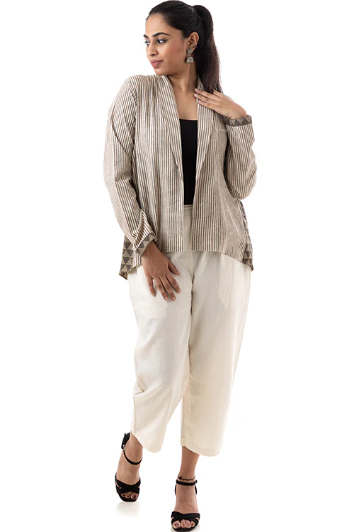 Creative Bee 'BRUMMELL' Natural Dyed Block-Print Handwoven Cotton Business Jacket - Image 2