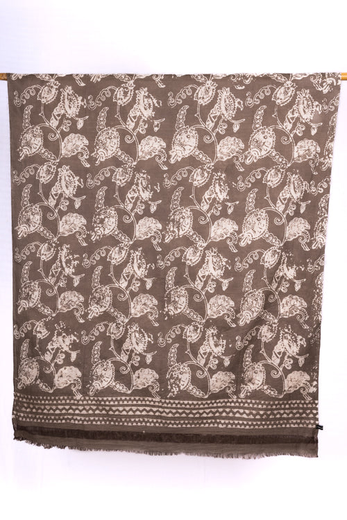 Creative Bee 'CALLA' Natural Dye, Hand & Block -Painted Batik Linen Stole - Image 2