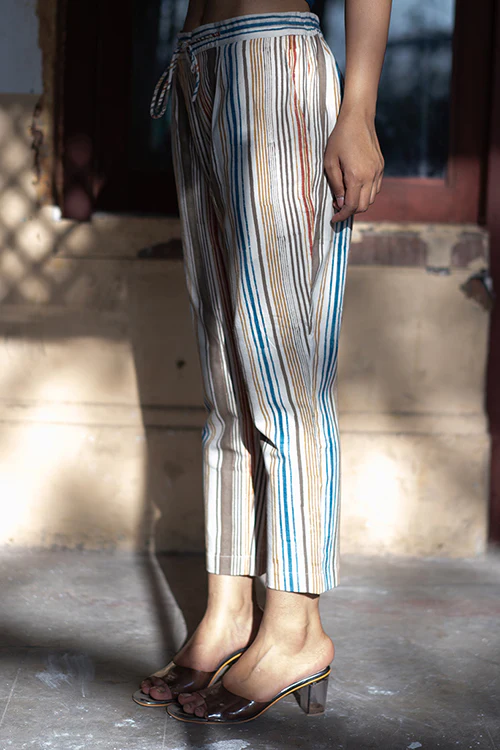 Creative Bee 'CELESTIAL' Natural Dyed Block Printed Cotton Muli Color Pants - Image 2
