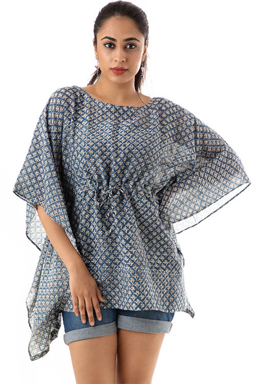 Creative Bee 'CHANCHI' Natural Dyed Block-Print Handwoven Kaftan