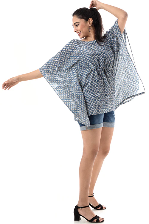 Creative Bee 'CHANCHI' Natural Dyed Block-Print Handwoven Kaftan - Image 3