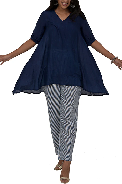 Creative Bee 'CHIERO' Natural Dyed Indigo Cotton x Silk Tunic - Image 4