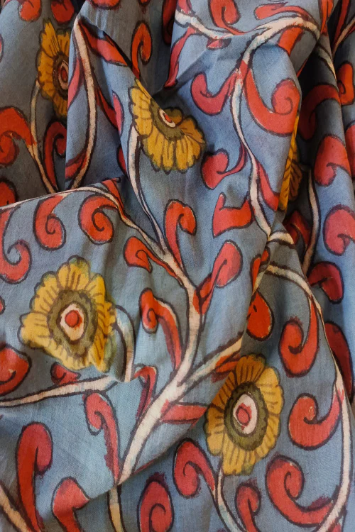 Creative Bee 'CLARA' Natural Dye Hand-Painted Kalamkari Cotton Fabric