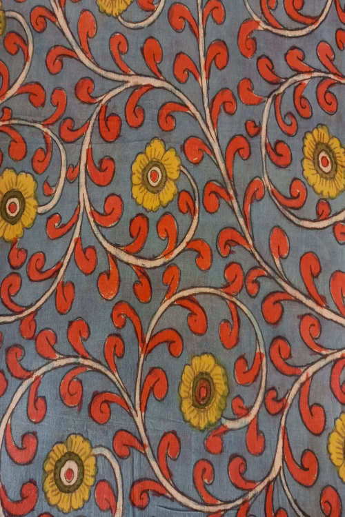 Creative Bee 'CLARA' Natural Dye Hand-Painted Kalamkari Cotton Fabric - Image 2