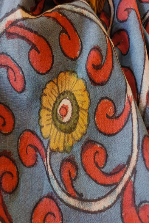 Creative Bee 'CLARA' Natural Dye Hand-Painted Kalamkari Cotton Fabric - Image 3