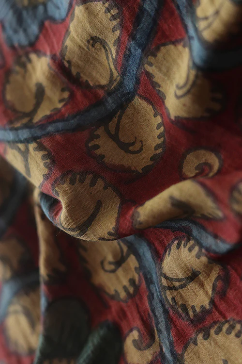 Creative Bee 'dariya' Natural Dye Hand-Painted Kalamkari Cotton x Silk Stole - Image 2