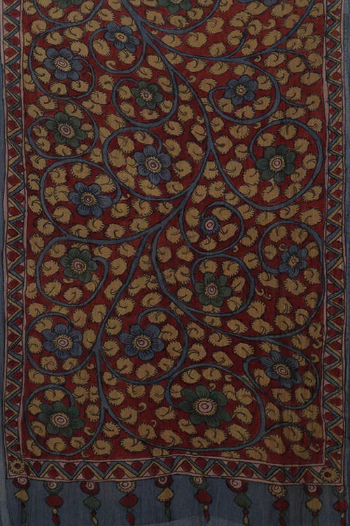 Creative Bee 'dariya' Natural Dye Hand-Painted Kalamkari Cotton x Silk Stole - Image 5