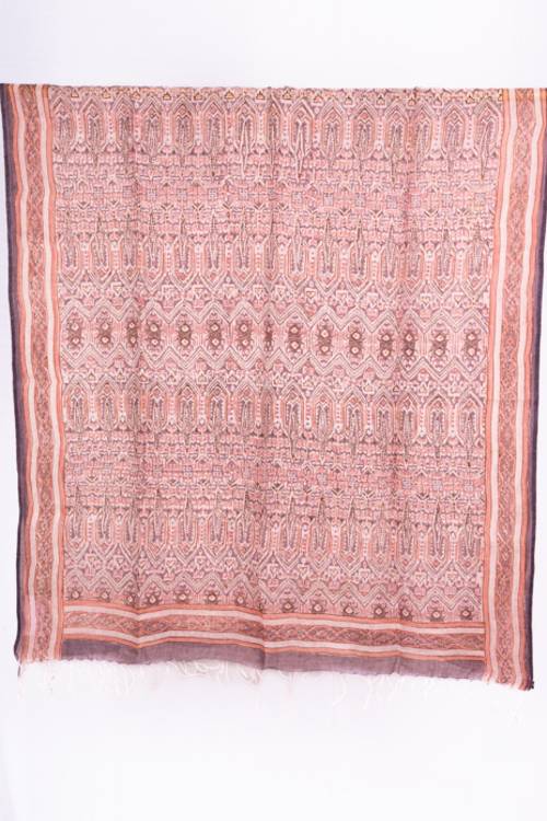 Creative Bee 'EAEKA' Natural dye, Hand-Woven Block Printed Linen Stole - Image 2