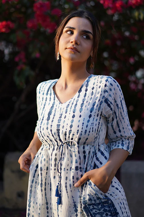 Creative Bee 'ETHEREAL' Natural Dyed Shibori Cotton x Silk Long Dress - Image 5