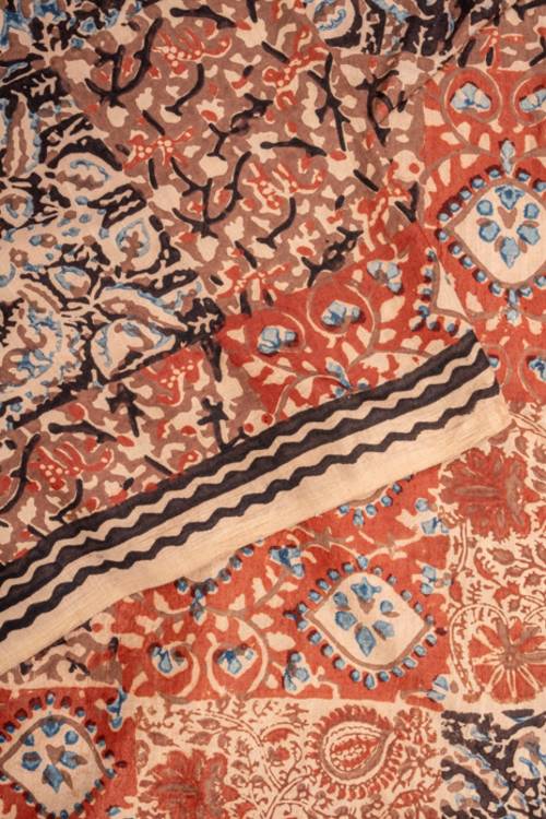 Creative Bee 'FAYE' Natural Dye, Hand Block Printed Multi-Patch Cotton x Silk Fabric - Image 2