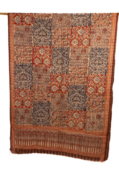Creative Bee 'FERN' Natural Dye, Multi Patch Block Printed Three Silk Dupatta - Image 2
