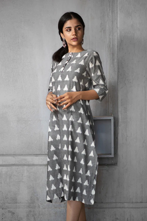 Creative Bee 'GAZA' Handwoven Ikat Cotton Sleeved Tunic - Image 2