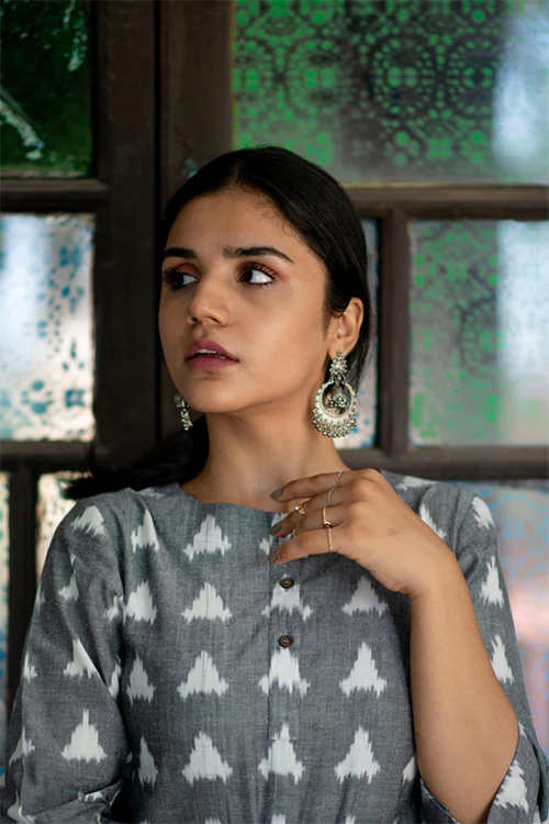 Creative Bee 'GAZA' Handwoven Ikat Cotton Sleeved Tunic - Image 5