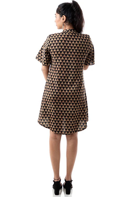Creative Bee 'GUHIA' Natural Dyed BLOCK PRINT Handwoven Cotton Bell Sleeve Tunic - Image 5