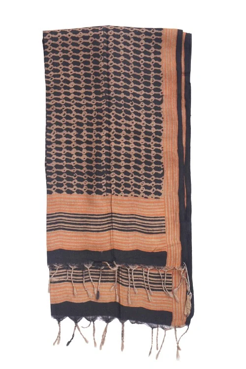 Creative Bee Hand Woven Natural Dye 'Earth-Pressed' Block-Printed Tussar X Cotton Stole - Image 3