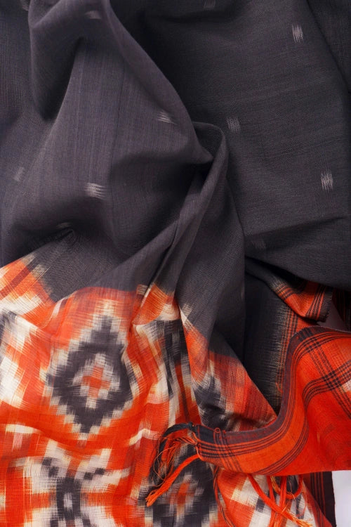 Creative Bee Hand Woven Natural Dye 'Hazy Geamatric' Ikat Cotton Stole - Image 2