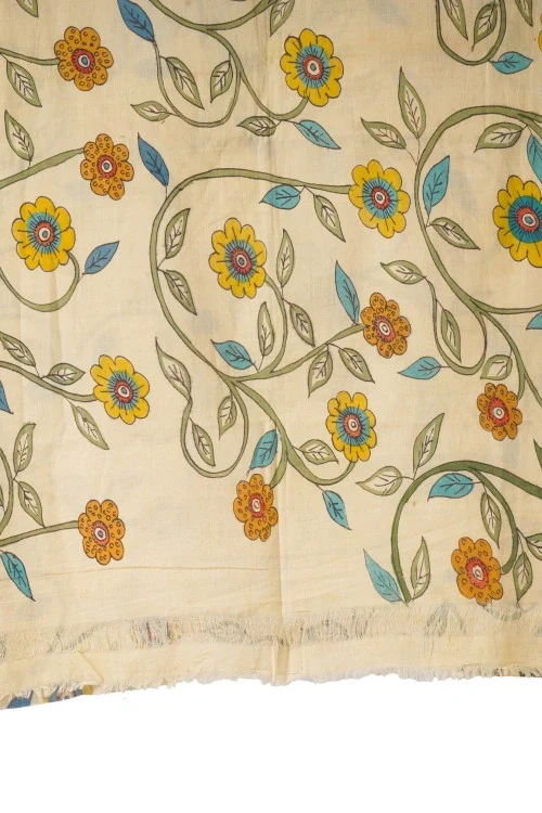 Creative Bee Hand Woven Natural Dye 'Kala-Pure' Hand-Painted Kalamkari Cotton Fabric-1Meters - Image 4