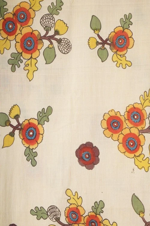 Creative Bee Hand Woven Natural Dye 'Pen & Petal' Hand-Painted Kalamkari Cotton Fabric-1Meters - Image 6