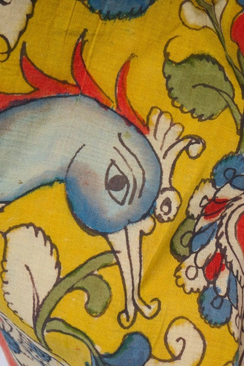 Creative Bee Hand Woven Natural Dye 'Planet-Flora' Hand-Painted Kalamkari Cotton Fabric-1Meters - Image 3