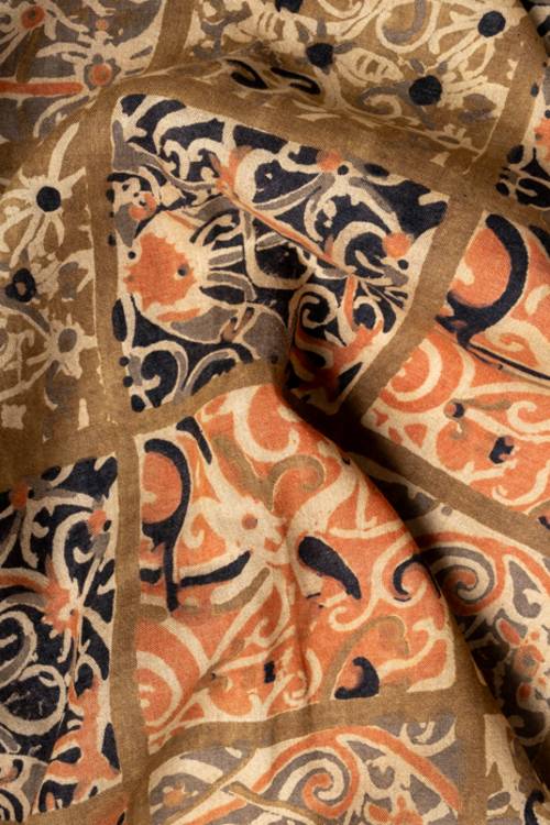 Creative Bee 'HANS' Natural Dye, Hand Block Printed Multi-Patch Tussar Fabric - Image 3