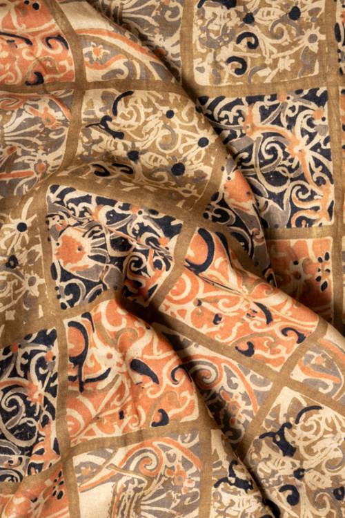 Creative Bee 'HANS' Natural Dye, Hand Block Printed Multi-Patch Tussar Fabric - Image 4