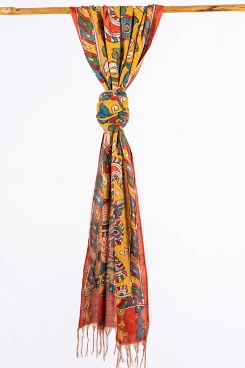 Creative Bee 'HAZEL' Natural Dye, Hand-Painted Kalamkari Silk x Cotton Stole