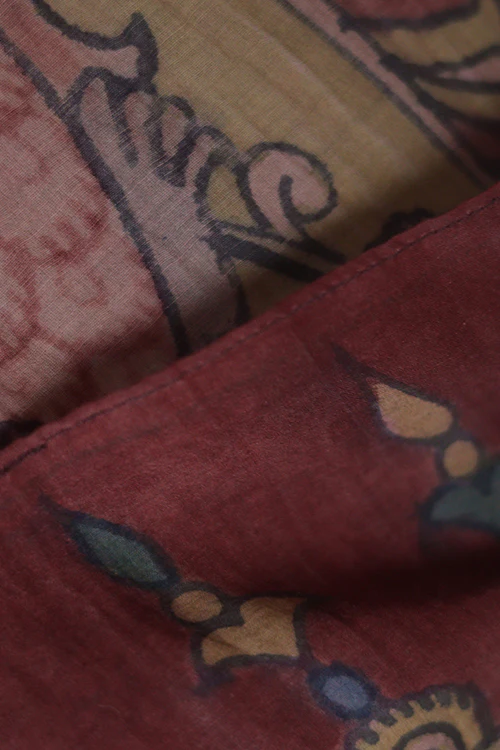 Creative Bee 'kalapi' Natural Dye Hand-Painted Kalamkari Cotton x Silk Stole - Image 2