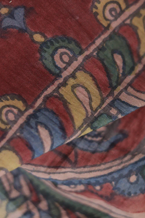 Creative Bee 'kalapi' Natural Dye Hand-Painted Kalamkari Cotton x Silk Stole - Image 3