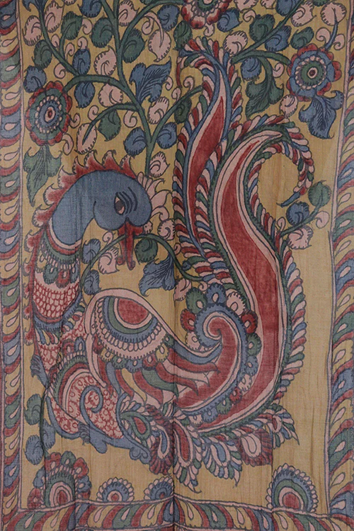 Creative Bee 'kalapi' Natural Dye Hand-Painted Kalamkari Cotton x Silk Stole - Image 5