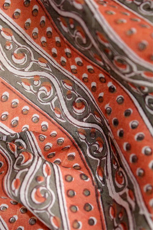 Creative Bee 'LAHER' Natural Dye Block Print Cotton x Silk Fabric(0.5 Meter) - Image 3
