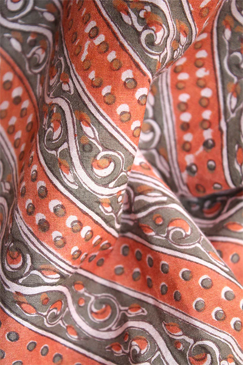 Creative Bee 'LAHER' Natural Dye Block Print Cotton x Silk Fabric(0.5 Meter) - Image 4