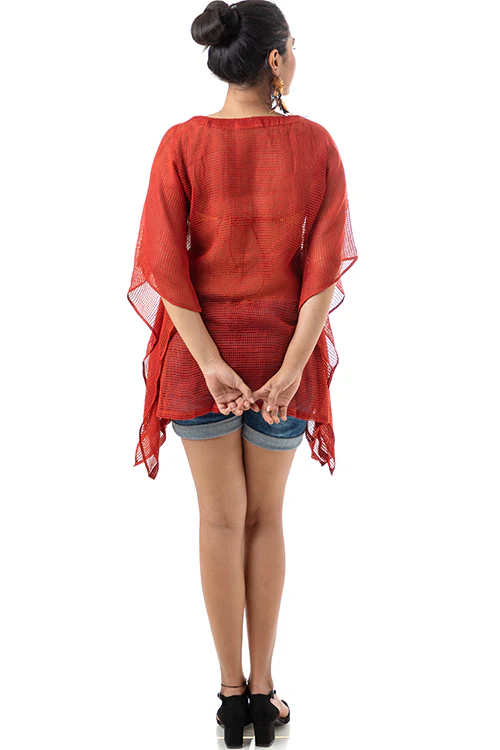 Creative Bee 'LALAN' Natural Dyed Handwoven Signature Weave Silk Kaftan - Image 6