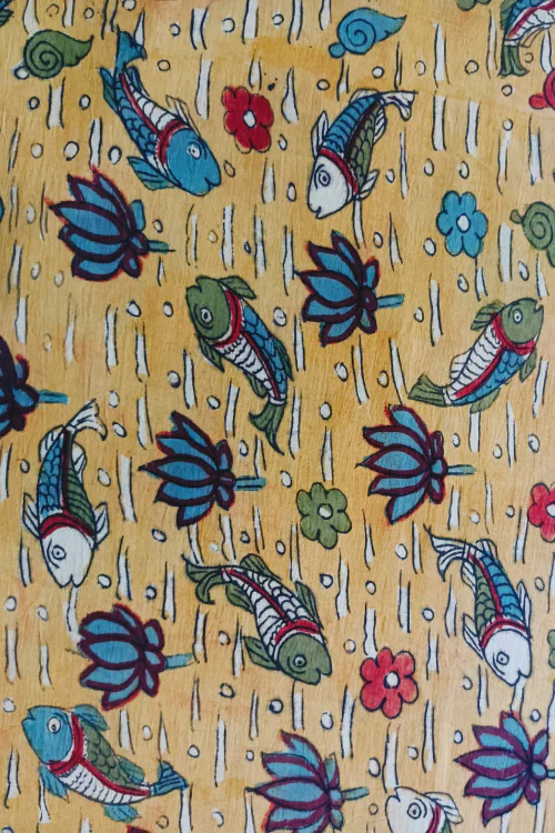 Creative Bee 'LEONA' Natural Dye Hand-Painted Kalamkari Cotton Fabric - Image 3