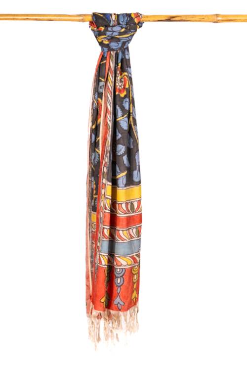 Creative Bee 'LYRA' Natural dye, Hand-Painted Kalamkari Silk x Cotton Stole