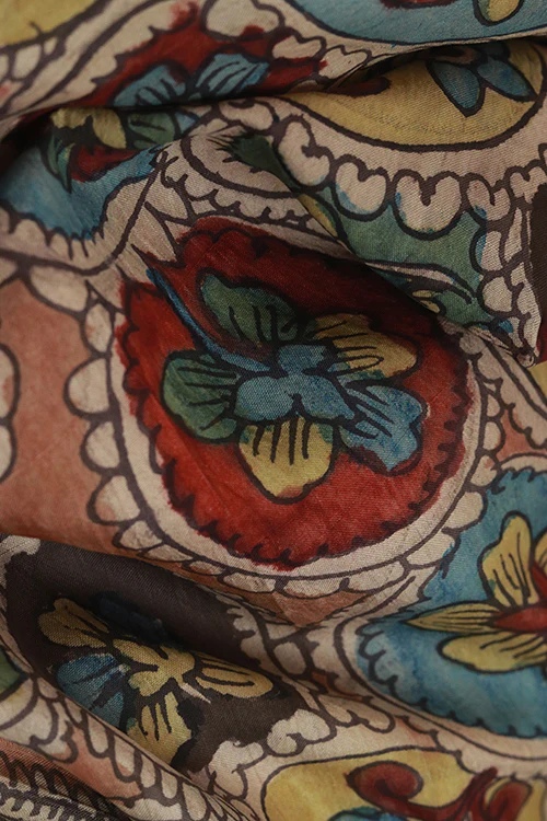 Creative Bee 'mandalay' Natural Dye Hand-Painted Kalamkari Silk Stole - Image 2