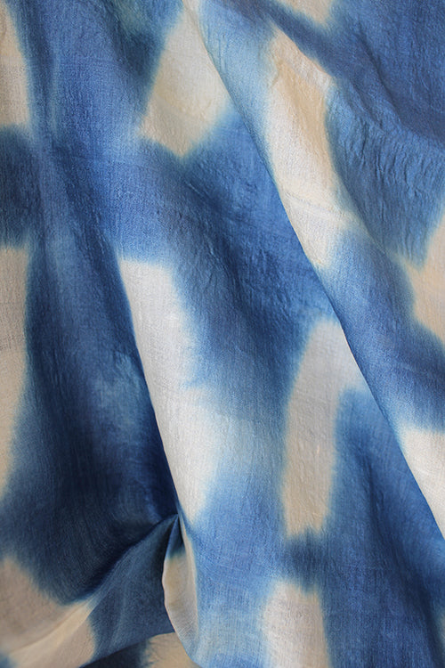 Creative Bee 'MARDIN' Natural Dye Indigo Shibori Desi Tussar Fabric - Image 2