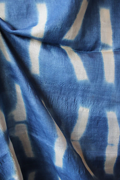 Creative Bee 'MARDIN' Natural Dye Indigo Shibori Desi Tussar Fabric - Image 4