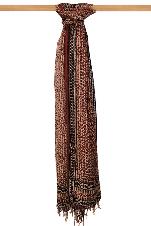 Creative Bee 'meeru' Natural Dye Block Print Filature Silk Dupatta