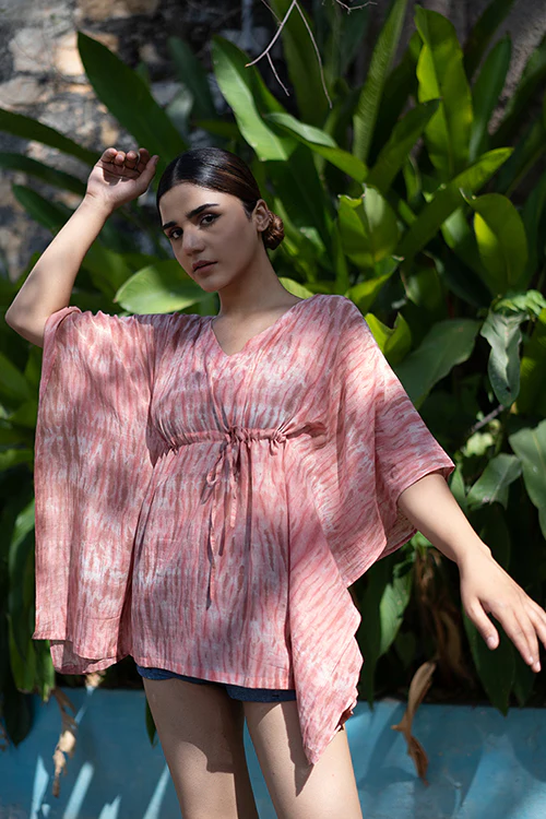 Creative Bee 'MELODY' Natural Dyed Shibori Cotton x Silk Kaftan - Image 2