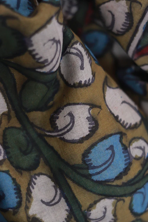 Creative Bee Natural Dye Hand-Painted Kalamkari Cotton Dupatta - Image 4